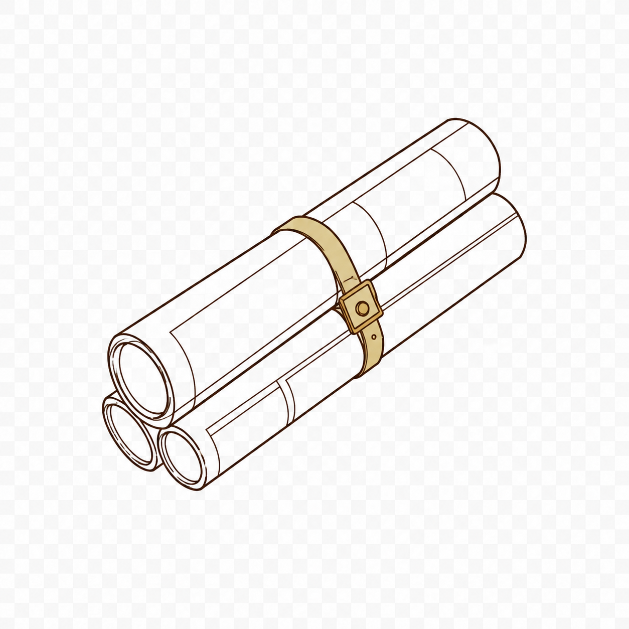 Hand-drawn illustration of rolled architectural drawings