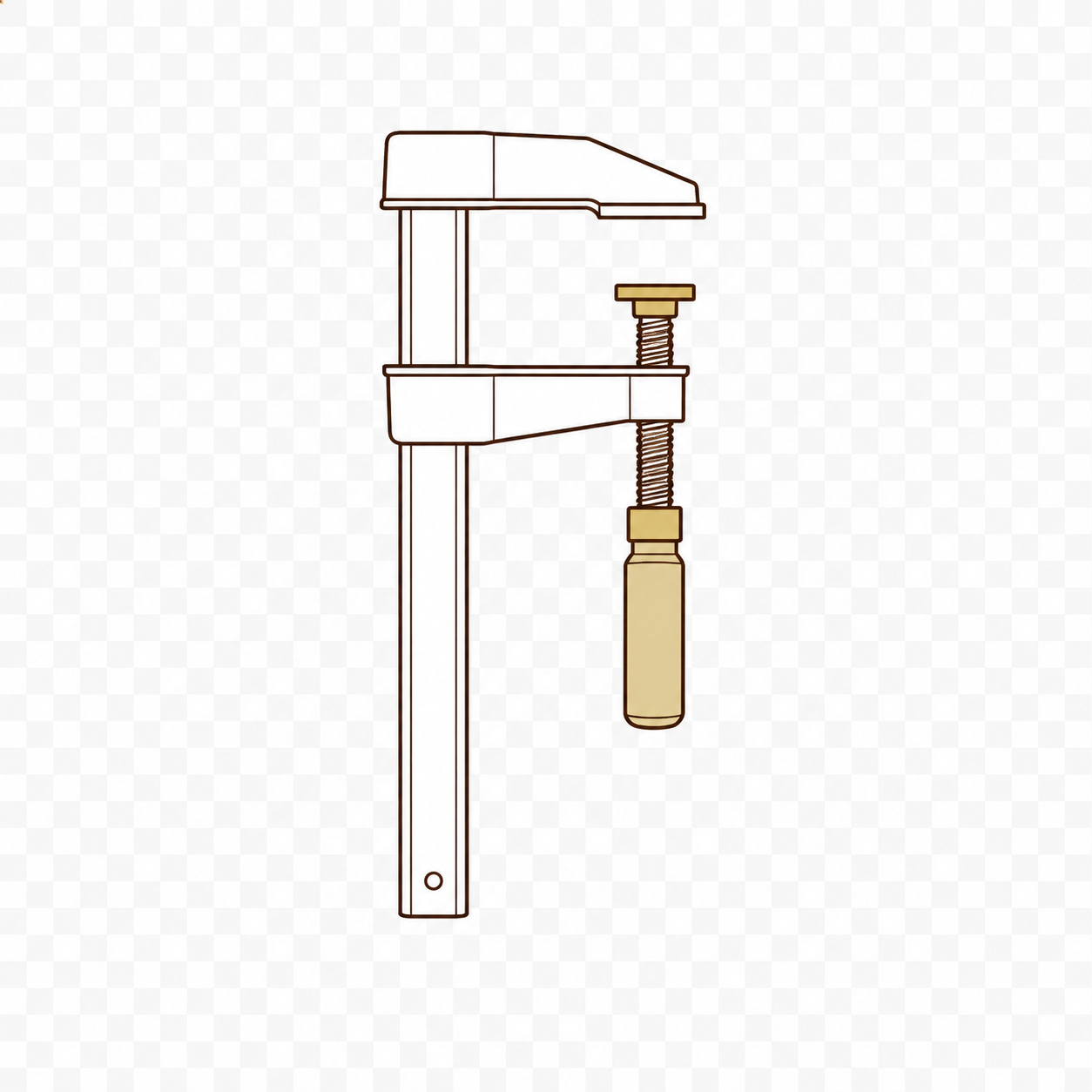 Hand-drawn illustration of a bar clamp