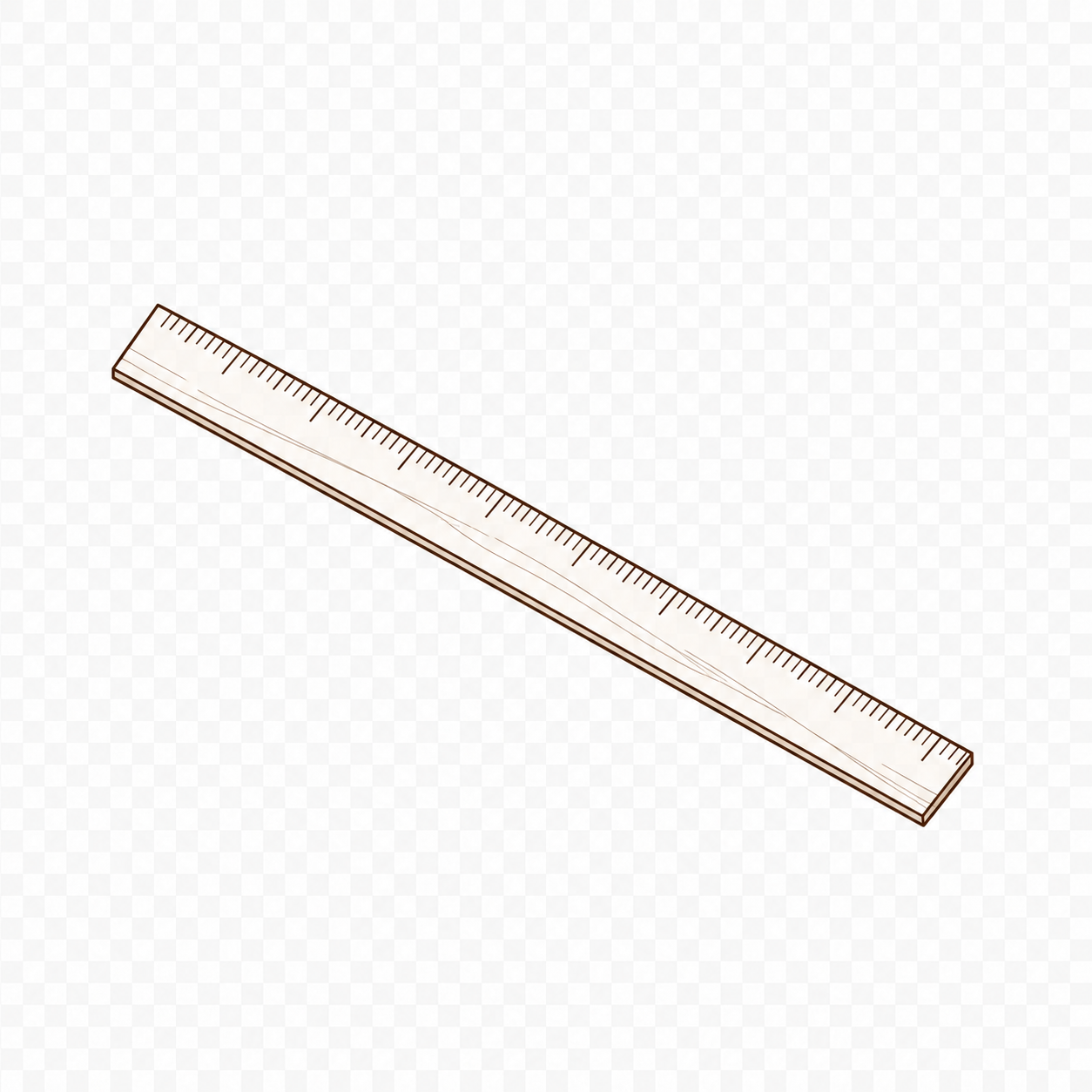 Hand-drawn illustration of a wooden ruler